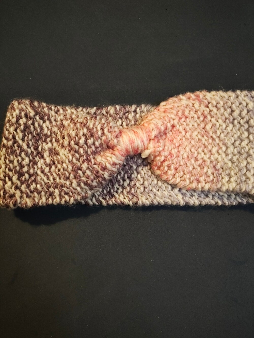 Hand-Knit Multicolor Twist Headband - Pink & Brown
